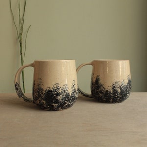 450ml Blue design handmade ceramic mug, Ceramic coffee cup, Stoneware Cup, Modern ceramic mug,  Pottery tea mug, Housewarming gift