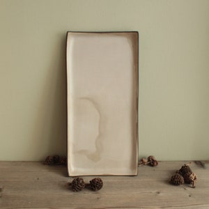 Handmade ceramic serving platter, Cream white plate, Ceramic serveware, Rectangular Cheeseplatter, Stoneware serving tray, Handmade dish