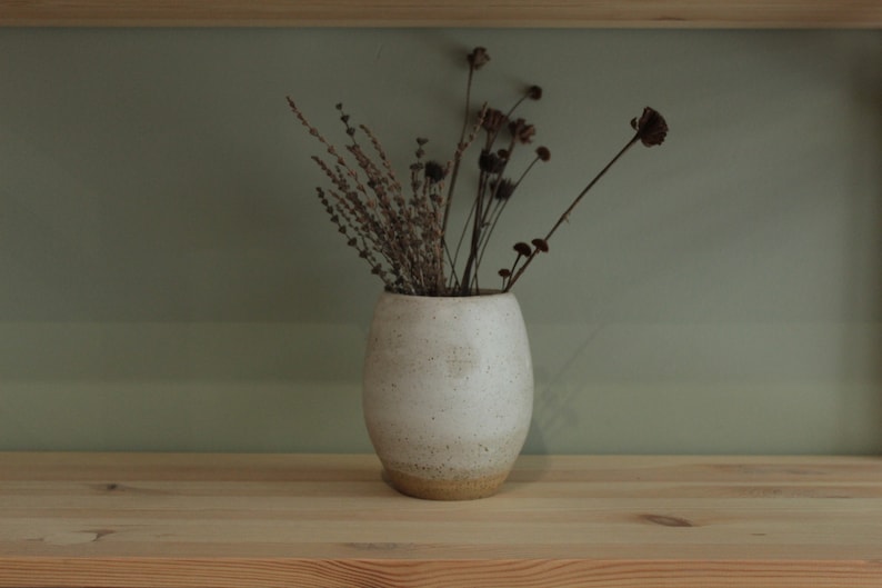 Ceramic vase, Flower vase, Stoneware vase, Minimal Vase, White speckled vase, Handmade ceramic vase image 3