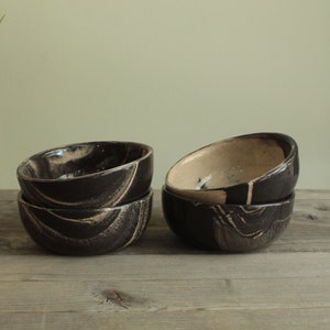 Set of two small bowls, Handmade ceramic bowls, Marble effect black and white bowls, Stoneware bowl, Dipping bowl, Nut bowl, Mini bowl