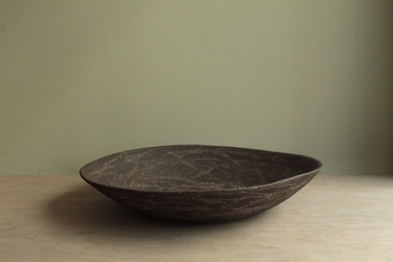 Dekorative große Keramikschale, Obstschale, Schwarz / Braun und Weiß Schale, Handgemachte Steinzeug Schale,Geschenk für Haus, Home Deco,Einweihungsgeschenk