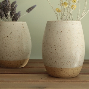 Ceramic vase, Flower vase, Stoneware vase, Minimal Vase, White speckled vase, Handmade ceramic vase image 2