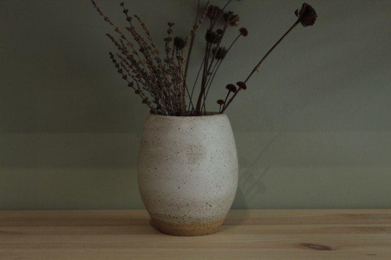 Ceramic vase, Flower vase, Stoneware vase, Minimal Vase, White speckled vase, Handmade ceramic vase image 5