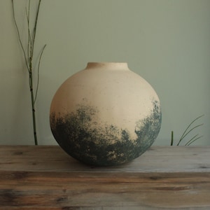 Handmade ceramic decorative vase, Beige with blue design vase, Stoneware vase, Home decor vase, Interior decor art vase, Flower vase