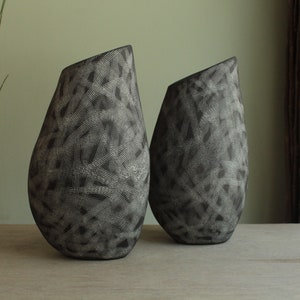 Handmade ceramic decorative vase, Black and white stoneware vase, Home decor vase, Minimal art vase, Interior decoration vase, Flower vase