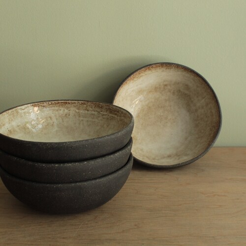 Stoneware Bowl Handmade Stoneware Dinnerware White Ceramic Etsy