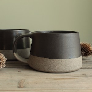250ml Black&grey handmade ceramic mug, Pottery coffee mug, Small ceramic mug, Comfort mug, Minimal coffee cup, Modern stoneware mug