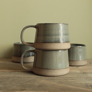 250ml Ciel&gray handmade ceramic mug, Pottery coffee mug, Small ceramic mug, Comfort mug, Minimal coffee cup, Modern stoneware mug