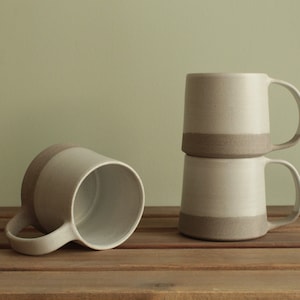 400ml White mug with grey base, Handmade ceramic coffee mug, Minimalist stoneware Cup, Modern Ceramic cup , Tea mug, Pottery mug, Clay mug