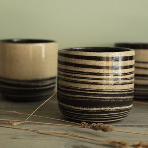 Handmade ceramic black and white cup, Pottery coffee cup, Small ceramic mug, Comfort cappuccino stoneware cup, Minimal coffee marble cup