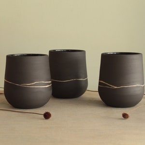 White line coffee cup, Cappuccino cup, Handmade ceramic cup, Minimalist stoneware Cup, Modern Ceramic cup , Tea mug, Black and white pottery