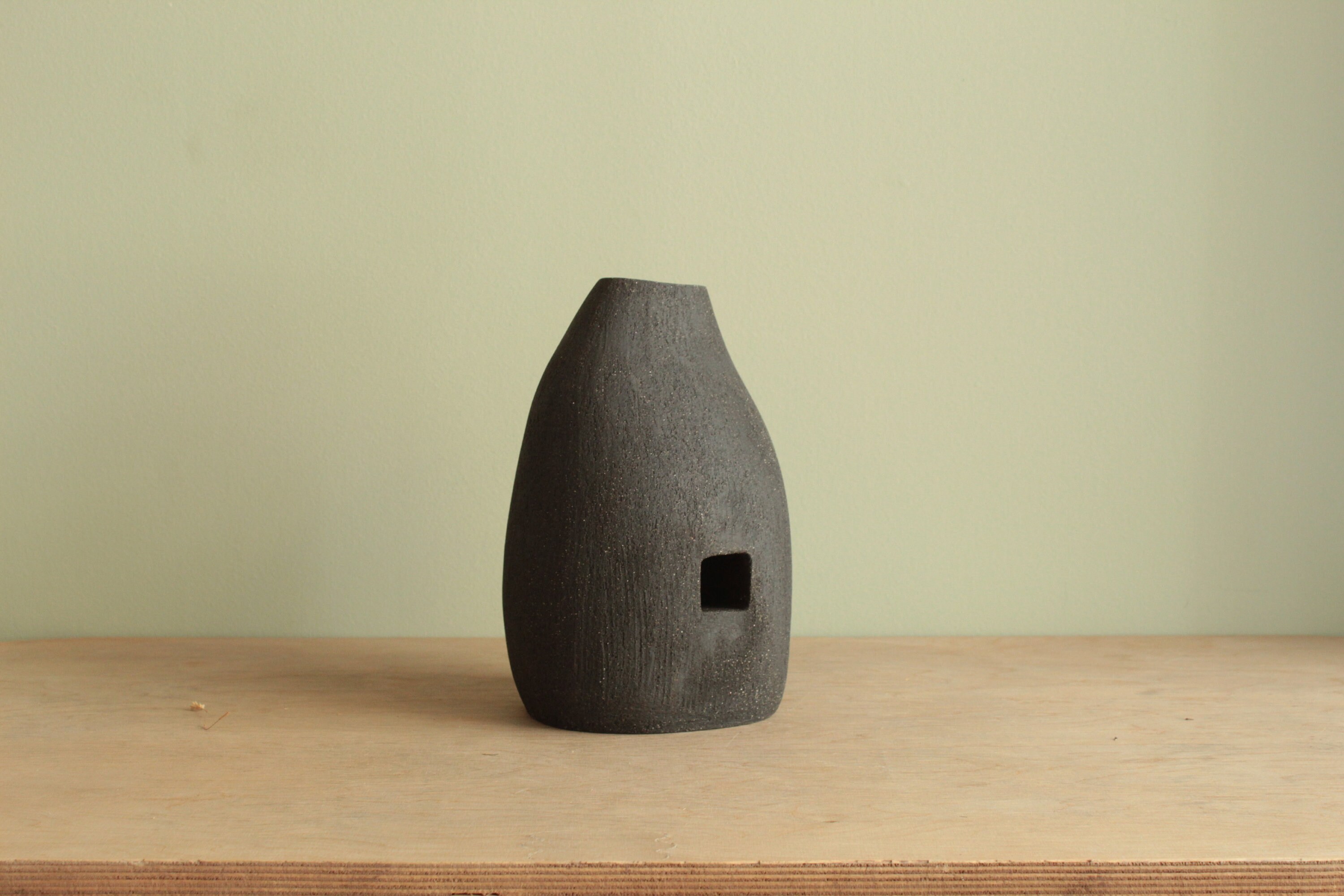 Vase Décoratif en Céramique Fait à La Main, Vase Grès Noir, de Décoration Intérieure, d'art Minimal,