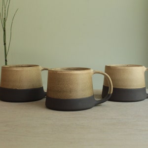 Brown/yellow and black mug, Handmade ceramic mug, Handmade modern mug, Pottery mug, Coffee mug, Beige tea cup