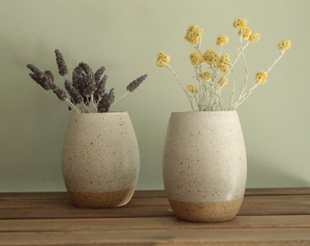 Ceramic vase, Flower vase, Stoneware vase, Minimal Vase, White speckled vase, Handmade ceramic vase