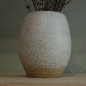 Ceramic vase, Flower vase, Stoneware vase, Minimal Vase, White speckled vase, Handmade ceramic vase image 7