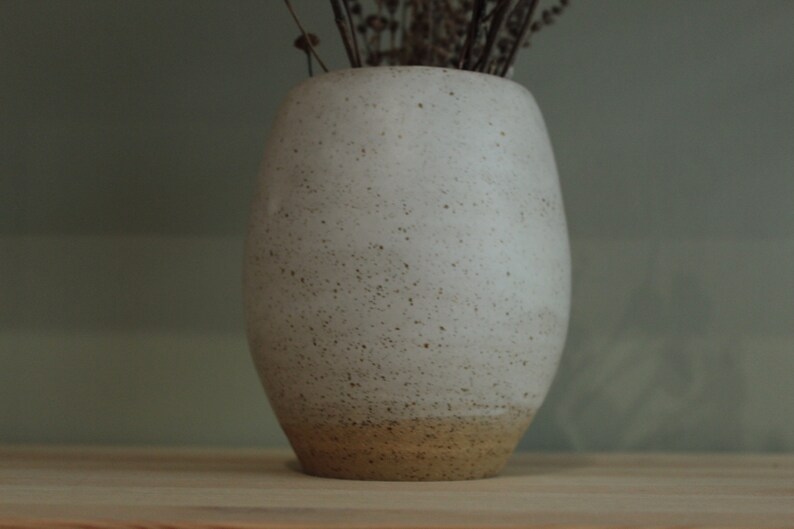 Ceramic vase, Flower vase, Stoneware vase, Minimal Vase, White speckled vase, Handmade ceramic vase image 7