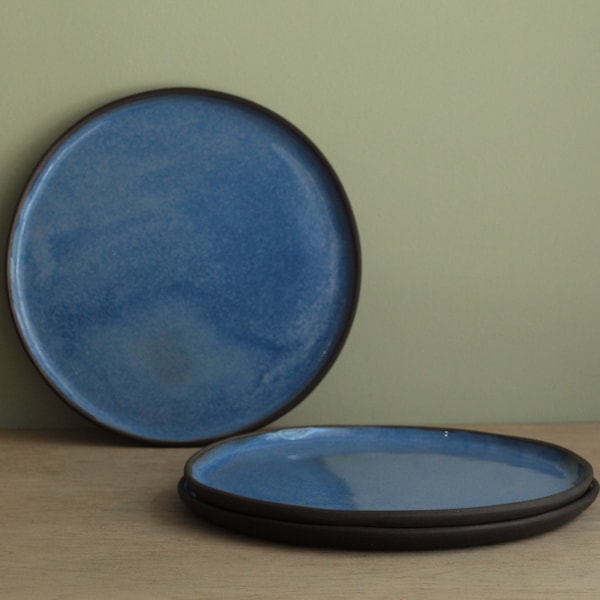 Set of 2 ceramic dinner plates, Handmade ceramic plates, Tableware, Blue ceramic plate, Modern dinner set, Serving plate, Pottery dinnerware