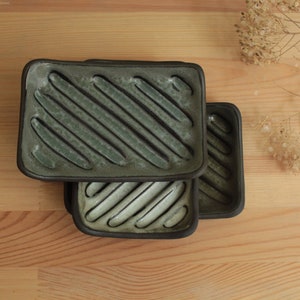 Colored handmade ceramic soap dish, Stoneware soap dish, Black and white soap dish, Soap tray