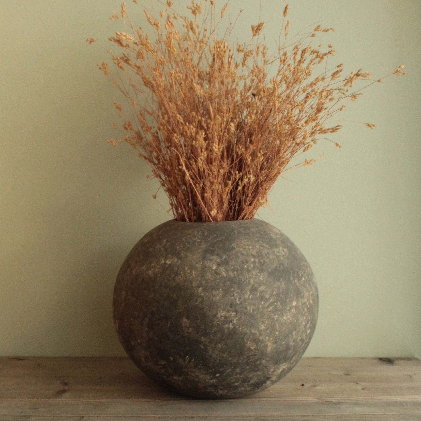 One Of A Kind Round Vase Gray Stoneware