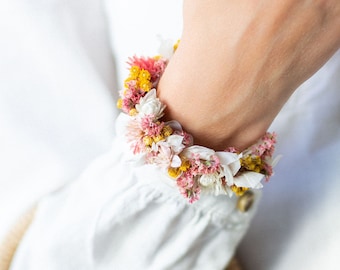 Bracelet dried flowers | pink flamingo | wedding | bride | Bridesmaids | maid of honor | wedding gift