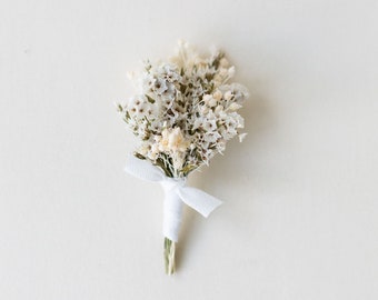 Ansteckblume Bräutigam | Ivory | Anstecker | Revers | Trockenblumen | Hochzeitsgäste | Hochzeit | Weiß