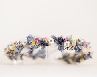 Hair wreath dried flowers | Baby Blue | wedding | Bride | Flower wreath hair | Hair accessories | Headband | Blue
