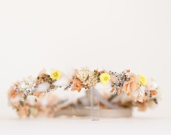 Hair wreath dried flowers | Peach | wedding | Bride | Flower wreath hair | Hair accessories | Headband