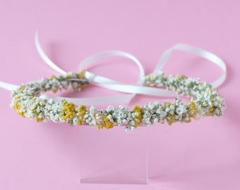 Corona de pelo de flores secas | Bebé | Comunión | boda | Novia | Pelo de corona de flores | Accesorios para el cabello | Corona de flores