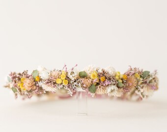 Hair wreath dried flowers | Pastel | wedding | Bride | Flower wreath hair | Hair accessories | Headband