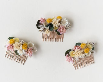 Peigne à cheveux fleurs séchées | Pastels | Accessoires pour cheveux | Mariée | Mariage