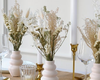 Tischdekoration Hochzeit | Trockenblumenstrauß | Ivory & Boho | Tischdeko Set | Tischstrauß | Wohndekor