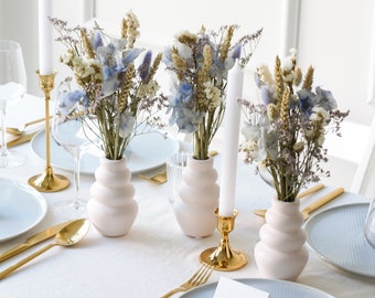 Tischdekoration Hochzeit | Trockenblumenstrauß | Blau Style | Tischdeko Set | Tischstrauß | Wohndekor