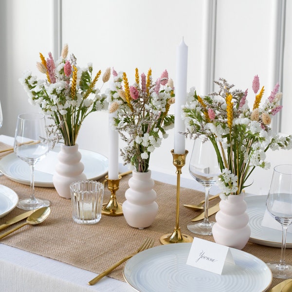 Décoration de table mariage | Bouquet de fleurs séchées | Pastels | Ensemble de décoration de table | Bouquet de table | décoration de maison