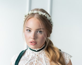 Hair wreath dried flowers | Ivory | wedding | Bride | Flower wreath hair | Hair accessories | Headband | White