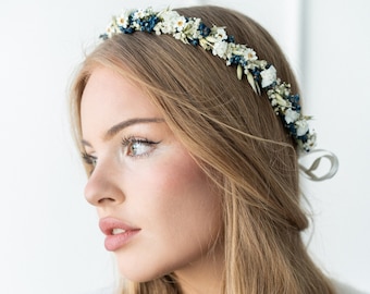 Haarkranz Trockenblumen | Dark Blue Corn | Hochzeit | Haarreif | Braut | Blumenkranz Haare | Haarschmuck