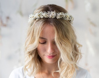 Hair wreath dried flowers | White | wedding | Bride | Flower wreath hair | Hair accessories | Headband