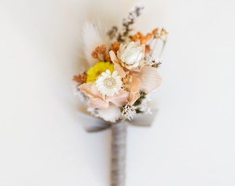 Ansteckblume Bräutigam | Peach Style | Anstecker | Trockenblumen | Hochzeitsgäste | Hochzeit