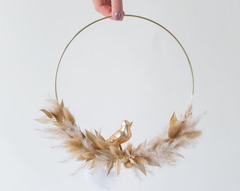 Trockenblumenkranz Boho | Pampas | Türkranz | Wohndekor | Hoop | Metallring