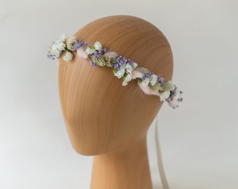 Hair wreath dried flowers | Pink | wedding | Bride | Flower wreath hair | Hair accessories | Headband