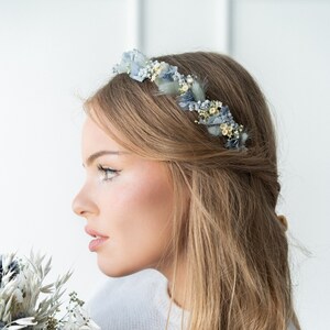 Accesorios para el cabello Corona de pelo Diadema ramo de novia Peine Flores secas Para la novia Estilo Océano Azul Haarreif