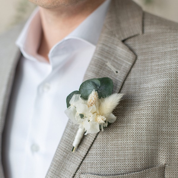 Boutonnière Marié | Insigne | Revers | Fleurs séchées | Invités au mariage | Mariage