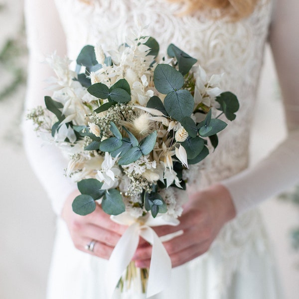 Brautstrauß Trockenblumen | Eukalyptus | Hochzeit | Hochzeitsstrauß | Standesamt | Grün