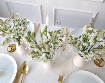 Tischdekoration Hochzeit | Trockenblumenstrauß | Grün weiß | Tischdeko Set | Tischstrauß | Wohndekor
