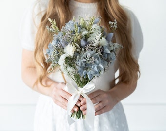 Bouquet de mariée fleurs séchées | Bleu | mariage | Bouquet de mariage | bureau d'enregistrement