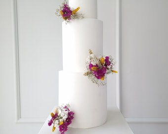 Juego de topper pastel de 2 o 3 flores secas | Pastel de bodas | Decoración | decoración de pasteles | boda | estilo hawaiano
