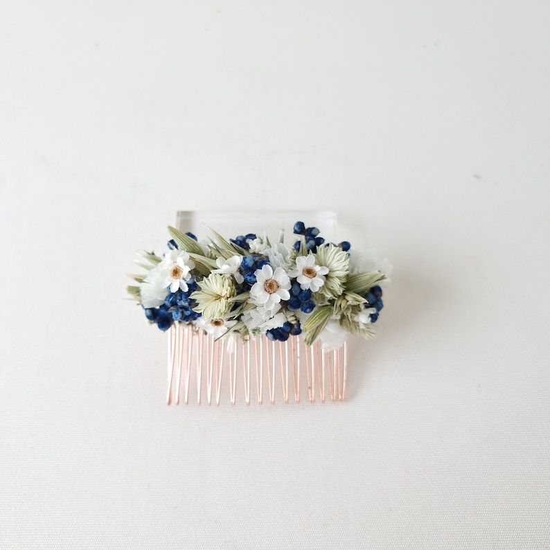 Hair accessories dried flowers Dark Blue Corn Hairpins Hair comb Bride Wedding Haarkamm Groß