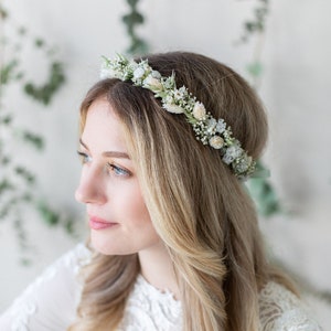 Peigne à cheveux fleurs séchées Douce Ann Accessoires pour cheveux Mariée mariage Vert blanc image 6