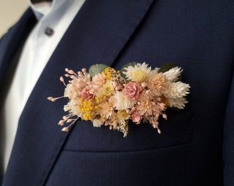 Ansteckblume Bräutigam | Pastell Style | Anstecker | Revers | Trockenblumen | Hochzeitsgäste | Hochzeit