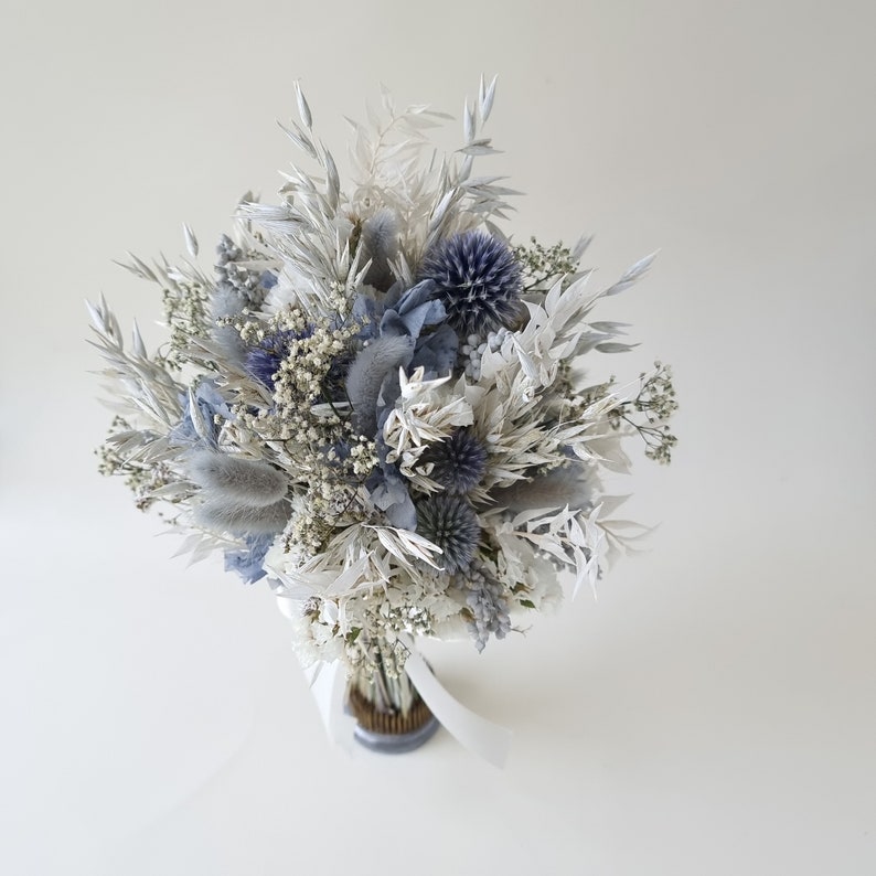 Hair accessories Hair wreath Headband Bridal bouquet Comb Dried flowers For bride Style Blue Ocean image 9