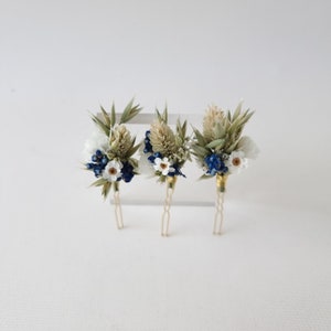 Haaraccessoires gedroogde bloemen Donkerblauwe maïs Haarspelden Haarkam Bruid Bruiloft Haarnadeln